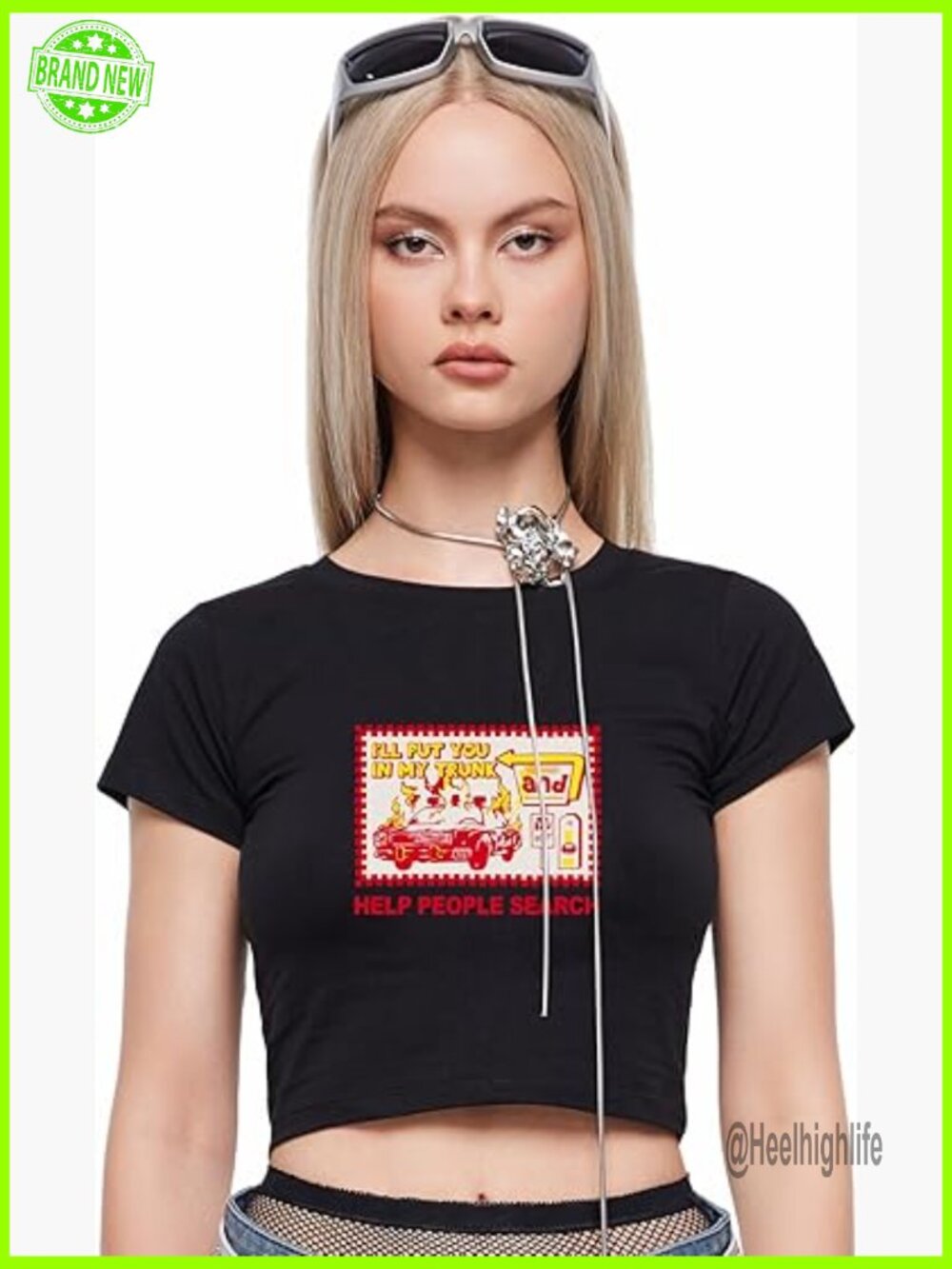 Y2K Funny Graphic Crop Tee - Short Sleeve Crew Neck Baby Tee for Women